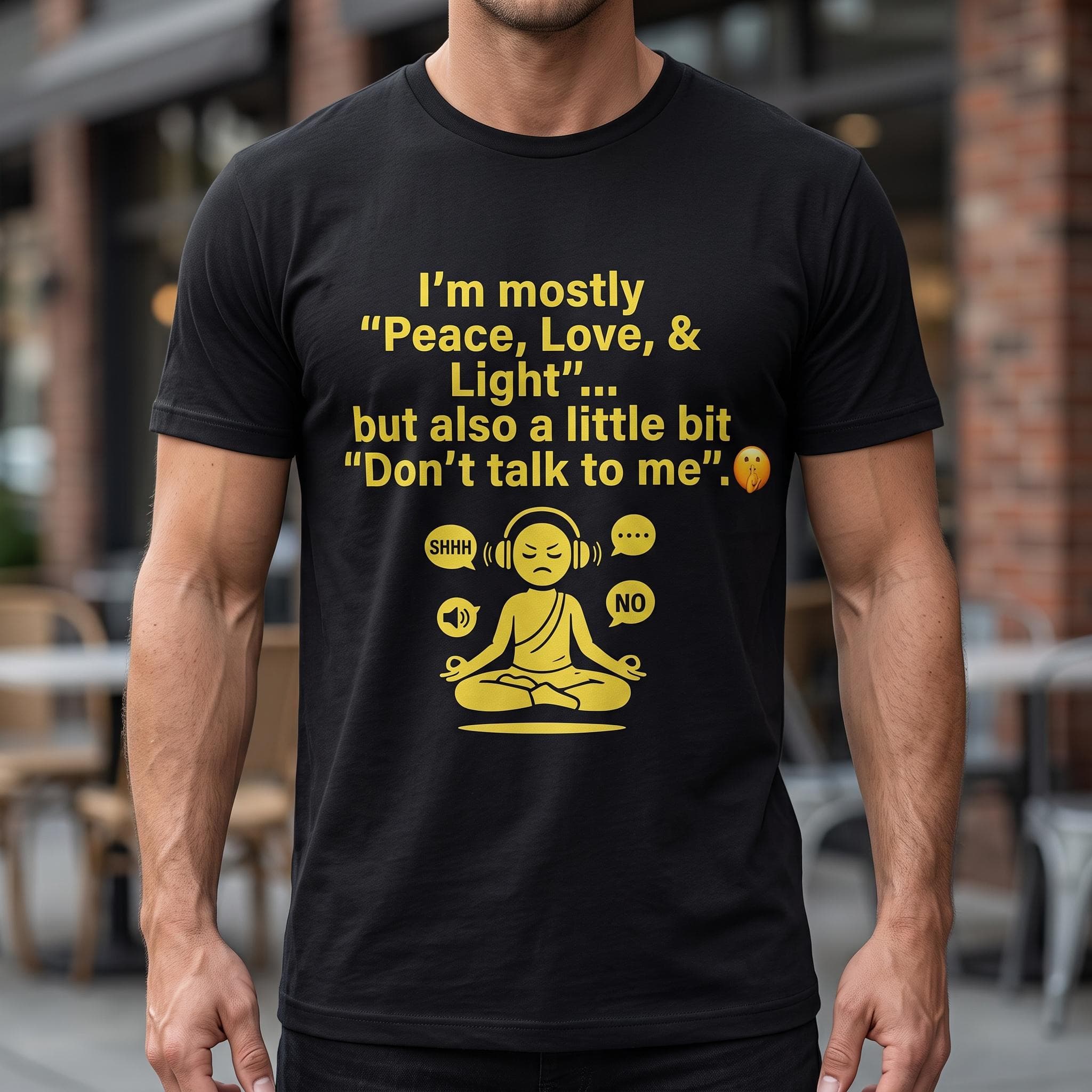 Funny Meditation T-Shirt, Sarcastic Yoga Shirt, Introvert Aesthetic Gift, Zen Vibes Shirt, Peace Love Light Tee, Don't Talk To Me Graphic